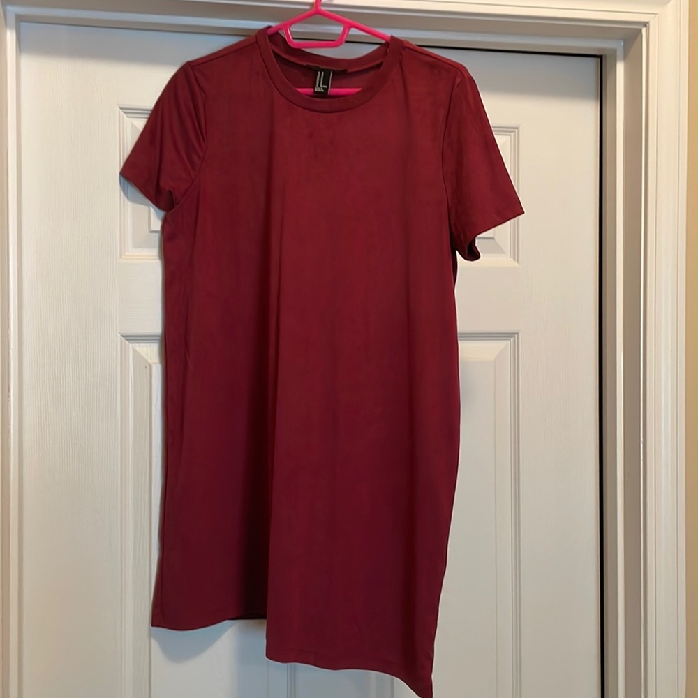 Suede maroon dress